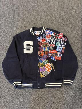 Supreme X New Era MLB Varsity Jacket Navy
